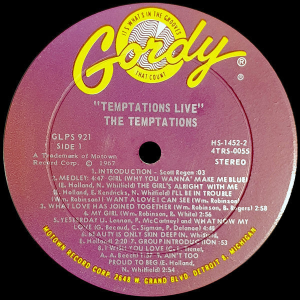 The Temptations : Temptations Live! (LP, Album)