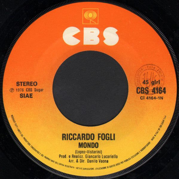 Riccardo Fogli : Mondo (7", Single)