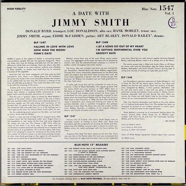 Jimmy Smith : A Date With Jimmy Smith (Volume One) (LP, Album, Mono, RP)