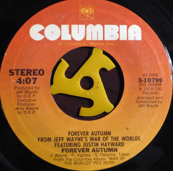 Jeff Wayne : Forever Autumn (7")