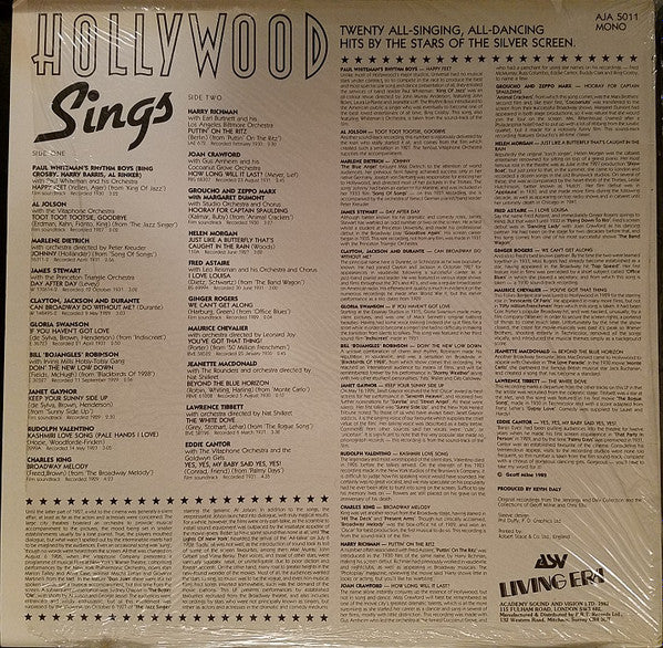 Various : Hollywood Sings (LP, Comp, Mono)