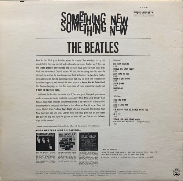 The Beatles : Something New (LP, Album, Mono, RP, Pin)