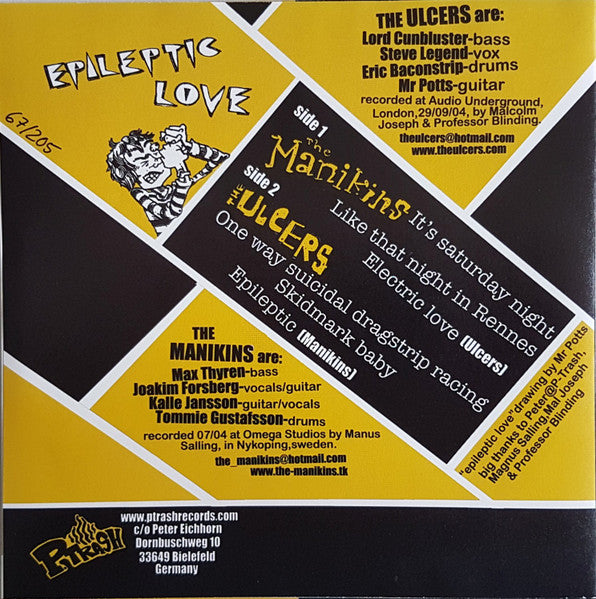 The Manikins / The Ulcers : Epileptic Love (7", Ltd, Num)