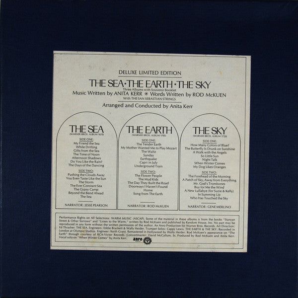 Rod McKuen, Anita Kerr, The San Sebastian Strings : The Sea, The Earth, The Sky (3xLP, Comp, Dlx, Ltd)