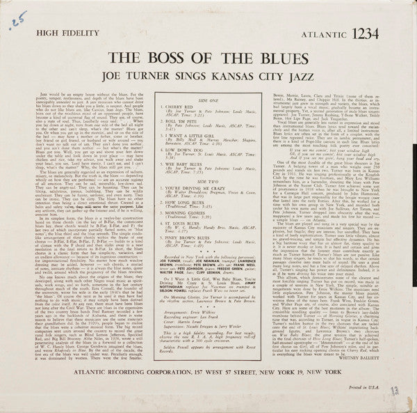 Big Joe Turner : The Boss Of The Blues Sings Kansas City Jazz (LP, Album, Mono)
