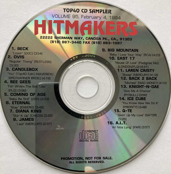 Various : Hitmakers Top 40 CD Sampler Volume 95 February 4, 1994 (CD, Promo, Smplr)