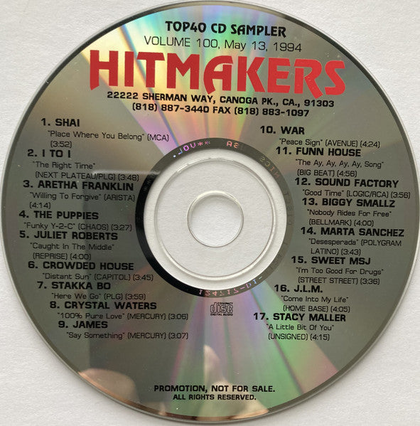 Various : Hitmakers Top 40 CD Sampler Volume 100 May 13, 1994 (CD, Comp, Promo, Smplr)