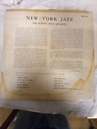 Sonny Stitt Quartet : New York Jazz (LP, Album, Mono)