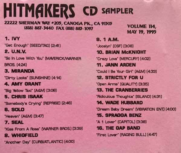Various : Hitmakers Top 40 CD Sampler Volume 114 May 19, 1995 (CD, Promo, Smplr)