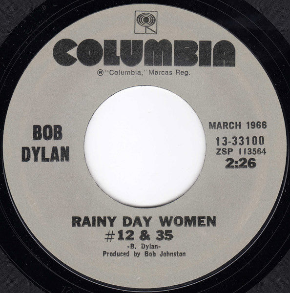 Bob Dylan : Rainy Day Women #12 & 35 / Like A Rolling Stone (7", Single, Mono, RE, Pit)