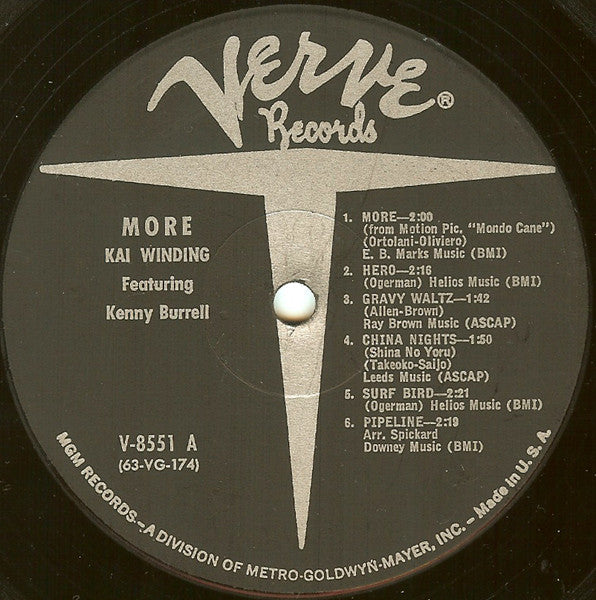Kai Winding Featuring Kenny Burrell : !!! More !!! (Theme From Mondo Cane) (LP, Album, Mono, MGM)