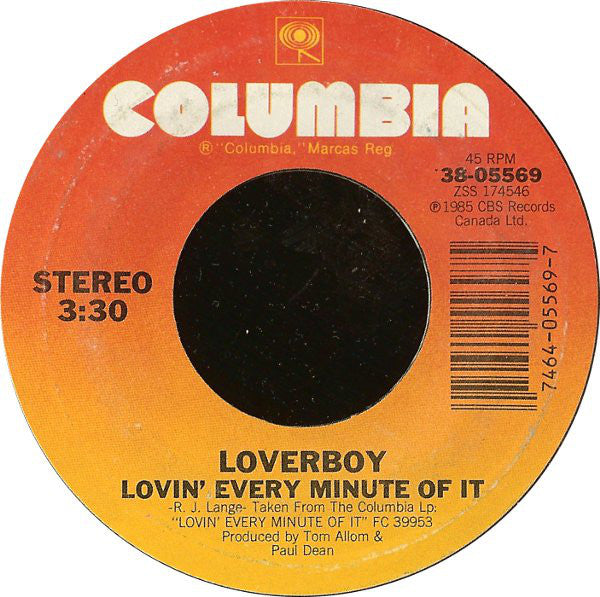 Loverboy : Lovin' Every Minute Of It (7", Single, Styrene, Pit)
