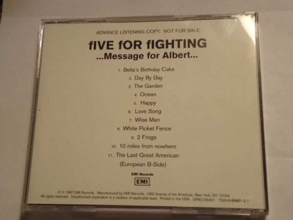 Five For Fighting : ...Message For Albert... (CD, Album, Promo)