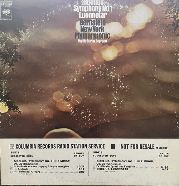 Jean Sibelius, Leonard Bernstein, New York Philharmonic : Symphony No. 1 / Luonnotar (LP)