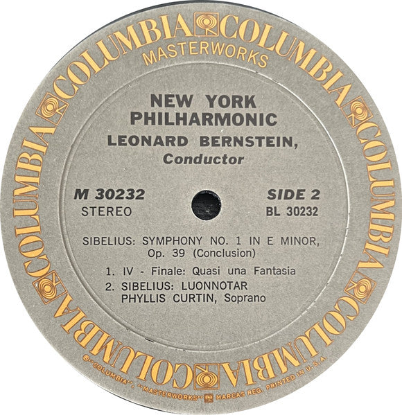 Jean Sibelius, Leonard Bernstein, New York Philharmonic : Symphony No. 1 / Luonnotar (LP)