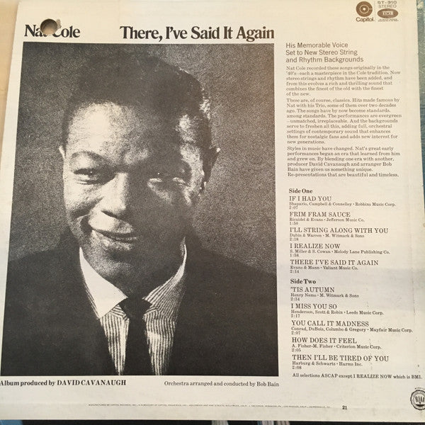 Nat King Cole : There, I've Said It Again (LP, Album)