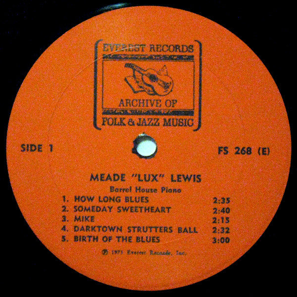 Meade "Lux" Lewis : Barrel House Piano (LP, Album, RE, Ele)
