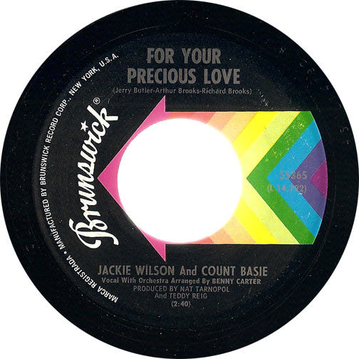 Jackie Wilson And Count Basie : For Your Precious Love / Uptight ( Everything's Alright) (7", Pin)