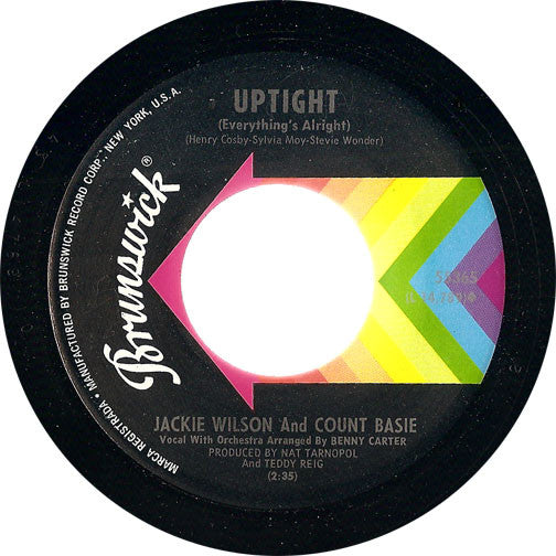 Jackie Wilson And Count Basie : For Your Precious Love / Uptight ( Everything's Alright) (7", Pin)