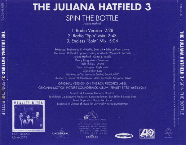 The Juliana Hatfield 3* : Spin The Bottle (CD, Single, Promo)