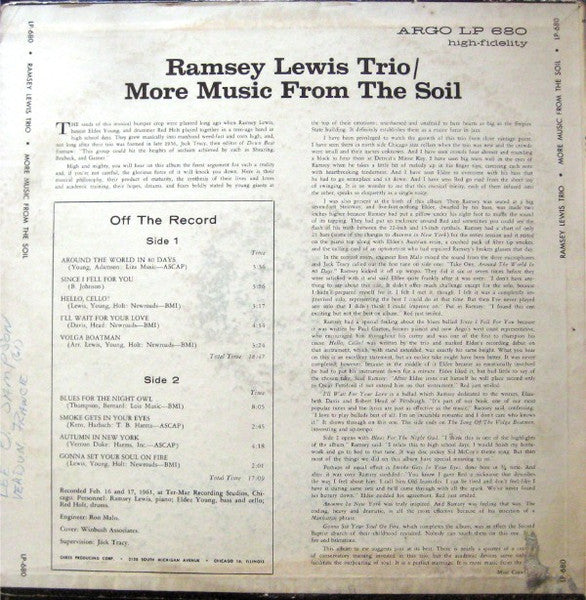 The Ramsey Lewis Trio : More Music From The Soil (LP, Album)
