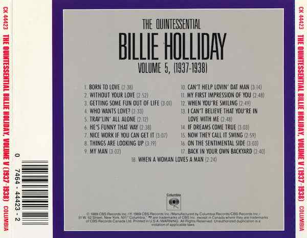 Billie Holiday : The Quintessential Billie Holiday Volume 5 (1937-1938) (CD, Comp, RE, RM)