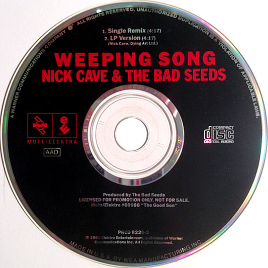 Nick Cave & The Bad Seeds : Weeping Song (CD, Single, Promo)