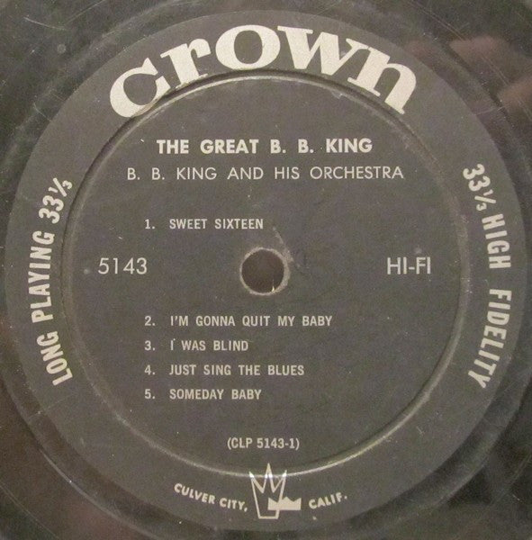 B. B. King And His Orchestra* : The Great B. B. King (LP, Mono)