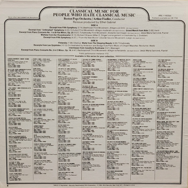 Boston Pops Orchestra • Arthur Fiedler : Classical Music For People Who Hate Classical Music (LP, Album, RE)