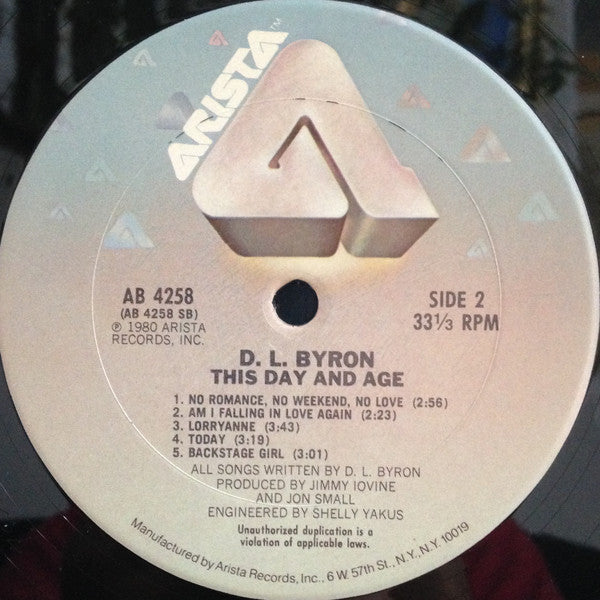 D.L. Byron : This Day And Age (LP, Album, Ter)