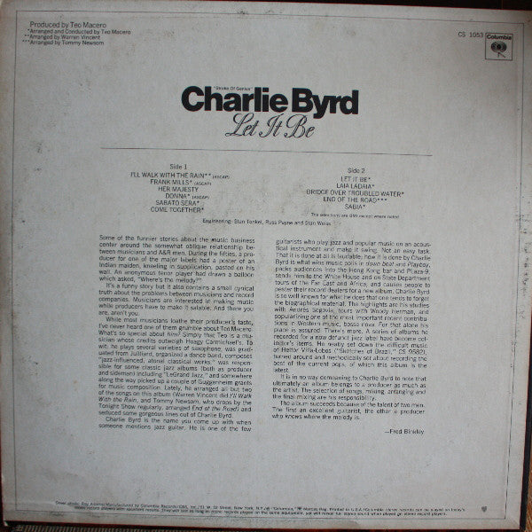 Charlie Byrd : Let It Be (LP, Album)