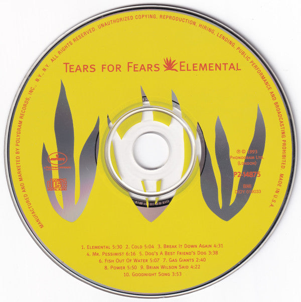 Tears For Fears : Elemental (CD, Album, Club)