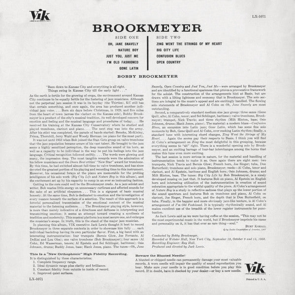 Bob Brookmeyer : Brookmeyer (LP, Album)