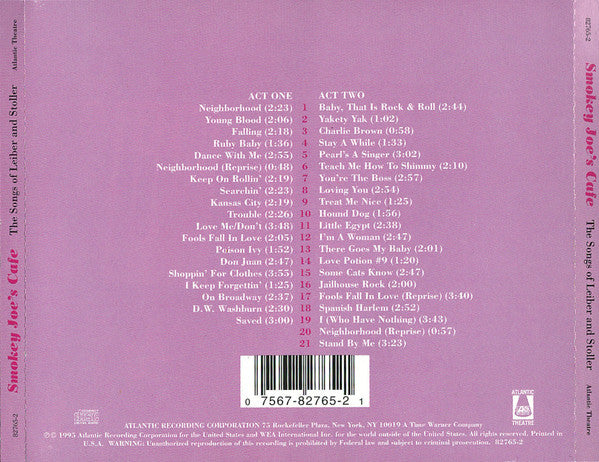 "Smokey Joe's Café" Original Broadway Cast : Smokey Joe's Cafe - The Songs Of Leiber And Stoller (2xCD, Album, RP)