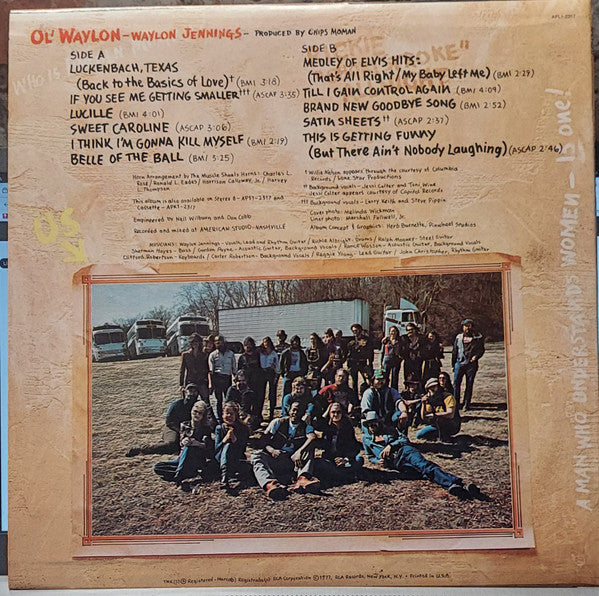 Waylon Jennings : Ol' Waylon (LP, Album, RE, Ind)