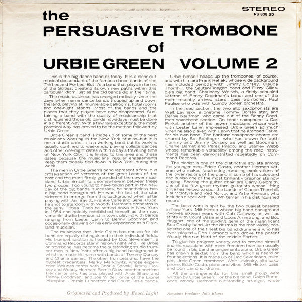 Urbie Green And His Orchestra : The Persuasive Trombone Of Urbie Green Volume 2 (LP, Album, Ind)