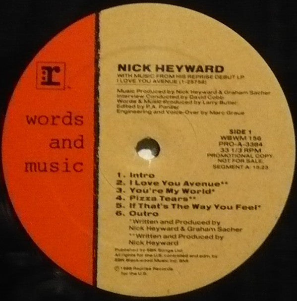 Nick Heyward : Words And Music (LP, Promo)