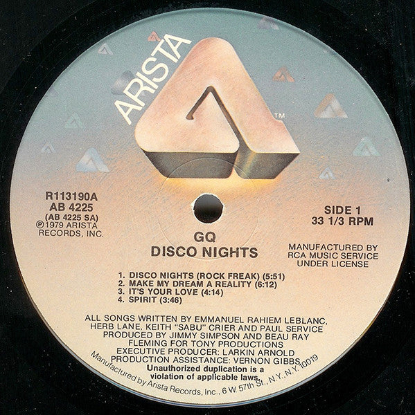 GQ : Disco Nights (LP, Album, Club, RCA)