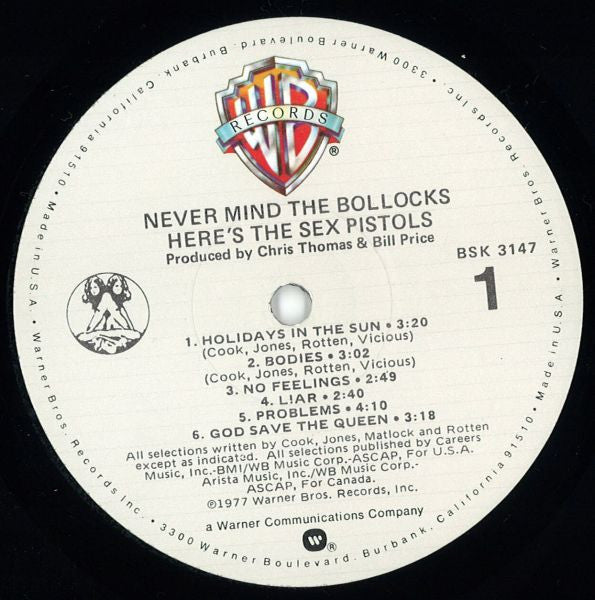 Sex Pistols : Never Mind The Bollocks Here's The Sex Pistols (LP, Album, RE)