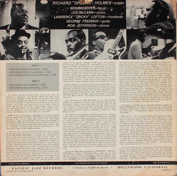 Richard "Groove" Holmes : "Groove" (LP, Mono)