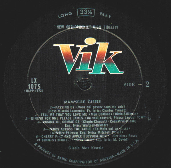 Gisele MacKenzie : Mam'selle Gisele (LP, Album, Mono)