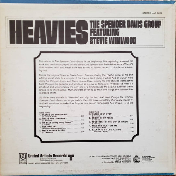 The Spencer Davis Group Featuring Steve Winwood : Heavies (LP, Album)