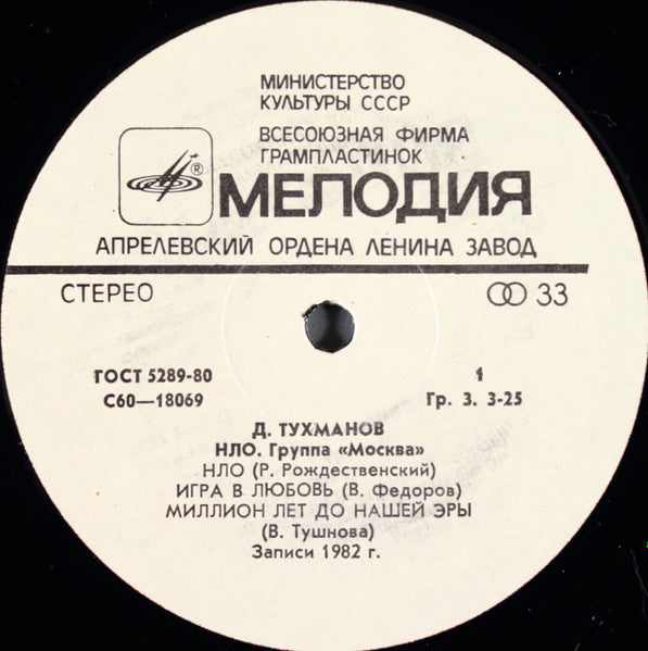 Давид Тухманов, Москва : Н.Л.О. (LP, Album, Lam)