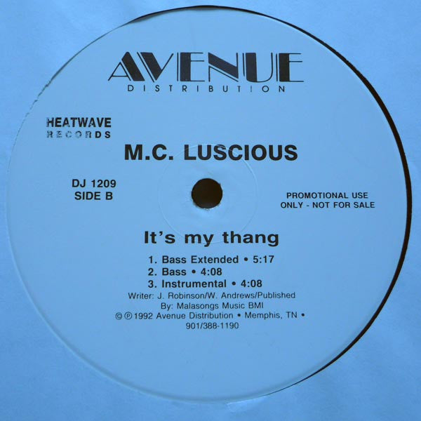 M.C. Luscious* : It's My Thang (12", Single, Promo)