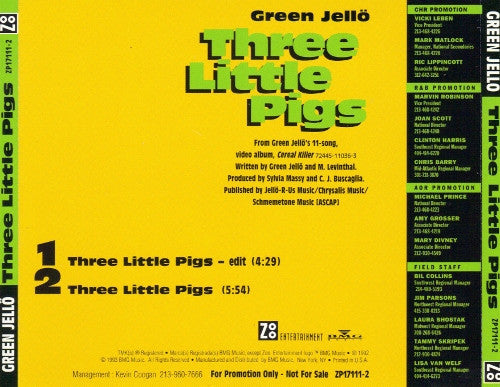 Green Jellö* : Three Little Pigs (CD, Single, Promo)