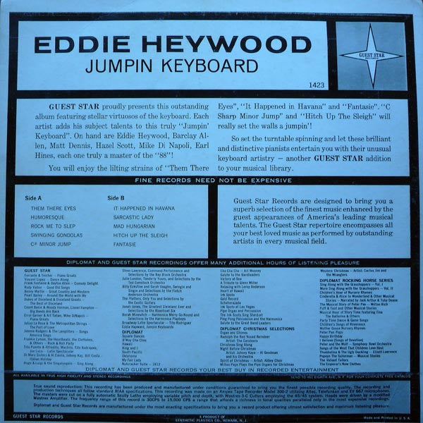 Eddie Heywood : Jumpin Keyboard (LP, Album, Comp, Mono)