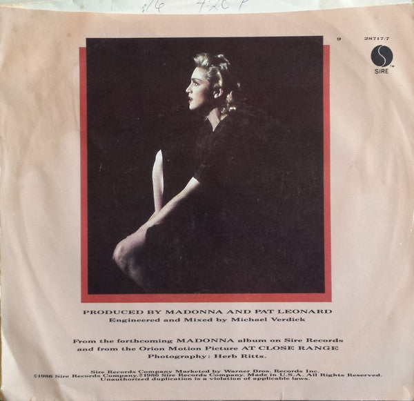 Madonna : Live To Tell (7", Single, Promo)