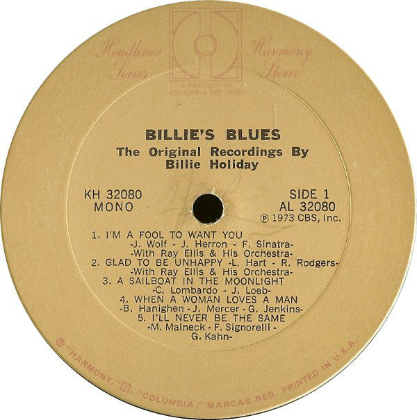 Billie Holiday : Billie's Blues - The Original Recordings By Billie Holiday (LP, Comp, Mono)