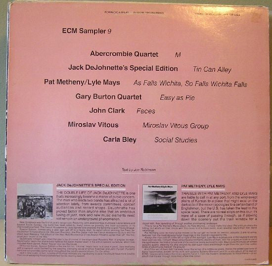Various : ECM Sampler 9 (LP, Album, Promo, Smplr)