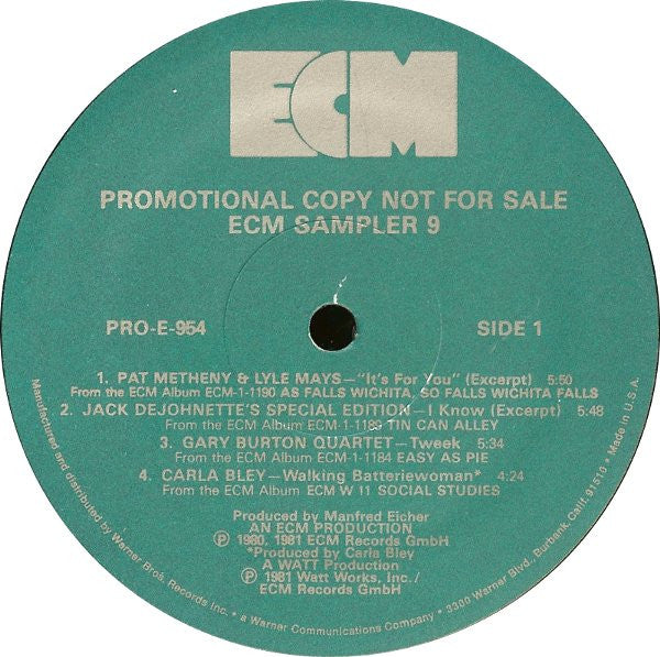 Various : ECM Sampler 9 (LP, Album, Promo, Smplr)